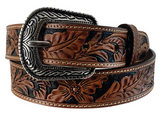 ROPER BOYS BELT 1 1/4" BROWN TOOLED LEATHER