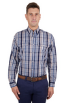 THOMAS COOK MENS L/S SHIRT 2 PKT LLOYD BLUE TAN CHECK