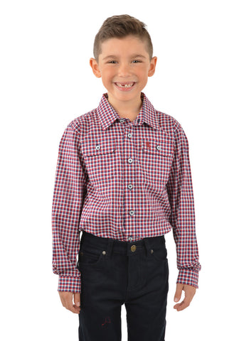 THOMAS COOK BOYS L/S SHIRT HUME RED/NAVY CHECK