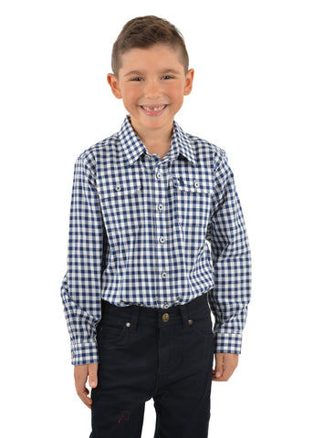 THOMAS COOK BOYS L/S SHIRT SWEENEY NAVY/WHITE CHECK