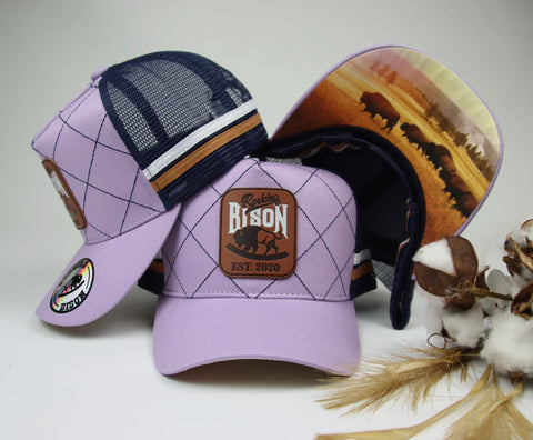 GFOUR DEEP FIT TRUCKER CAP BISON LEATHER PATCH "WISTERIA"