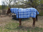 HORSE RUG GTL PVC SHADE CLOTH COMBO LIGHT BLUE BLUE CHECK