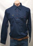 HARD SLOG MENS WORK SHIRT HALF/ LIGHT DARK NAVY