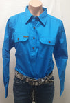 HARD SLOG LADIES WORK SHIRT HALF/ LIGHT BRIGHT BLUE
