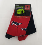 T/C FARMYARD SOCKS 2 PK KIDS COW RED NAVY