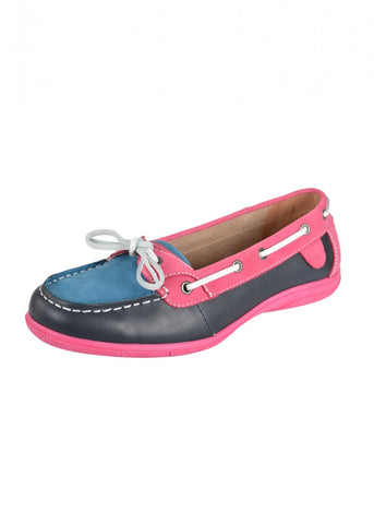 THOMAS COOK LADIES CASUAL LACE UP SHOE FESTIVE NAVY BRIGHT PINK