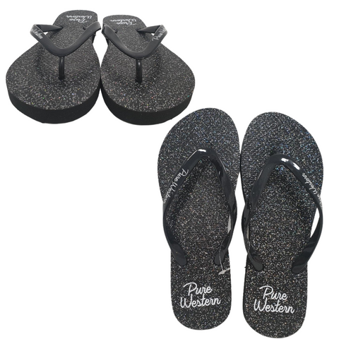 PURE WESTERN THONGS LADIES GLITTER BLACK