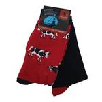 T/C FARMYARD SOCKS 2 PK ADULT COW RED NAVY