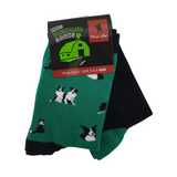 T/C FARMYARD SOCKS 2 PK KIDS BORDER COLLIE GREEN BLACK