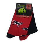 T/C FARMYARD SOCKS 2 PK KIDS COW RED NAVY