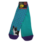 T/C HOMESTEAD SOCKS 2 PK ADULT BORDER COLLIE PURPLE TURQUOISE