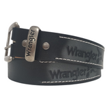 WRANGLER MENS BELT LOGO ABRASION BLACK