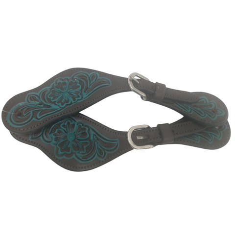 FORT WORTH SPUR STRAPS LADIES FLOWER TURQUOISE