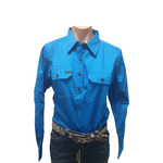 HARD SLOG LADIES WORK SHIRT HALF/ LIGHT BRIGHT BLUE