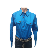 HARD SLOG LADIES WORK SHIRT HALF/ LIGHT BRIGHT BLUE