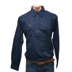 HARD SLOG MENS WORK SHIRT HALF/ LIGHT DARK NAVY